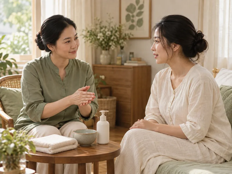 Tư vấn viên SunnyMama Care vệ sinh tay và chuẩn bị đồ chăm sóc sạch sẽ